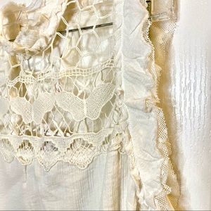 Free People Simply Smiles crochet lace tank blouse top gauze butterflies